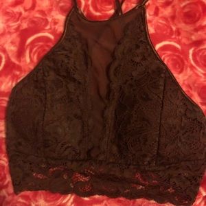 Maroon lace crop top